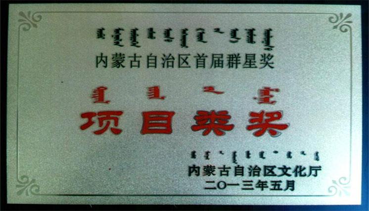 內(nèi)蒙古自治區(qū)首屆群星獎項目類獎